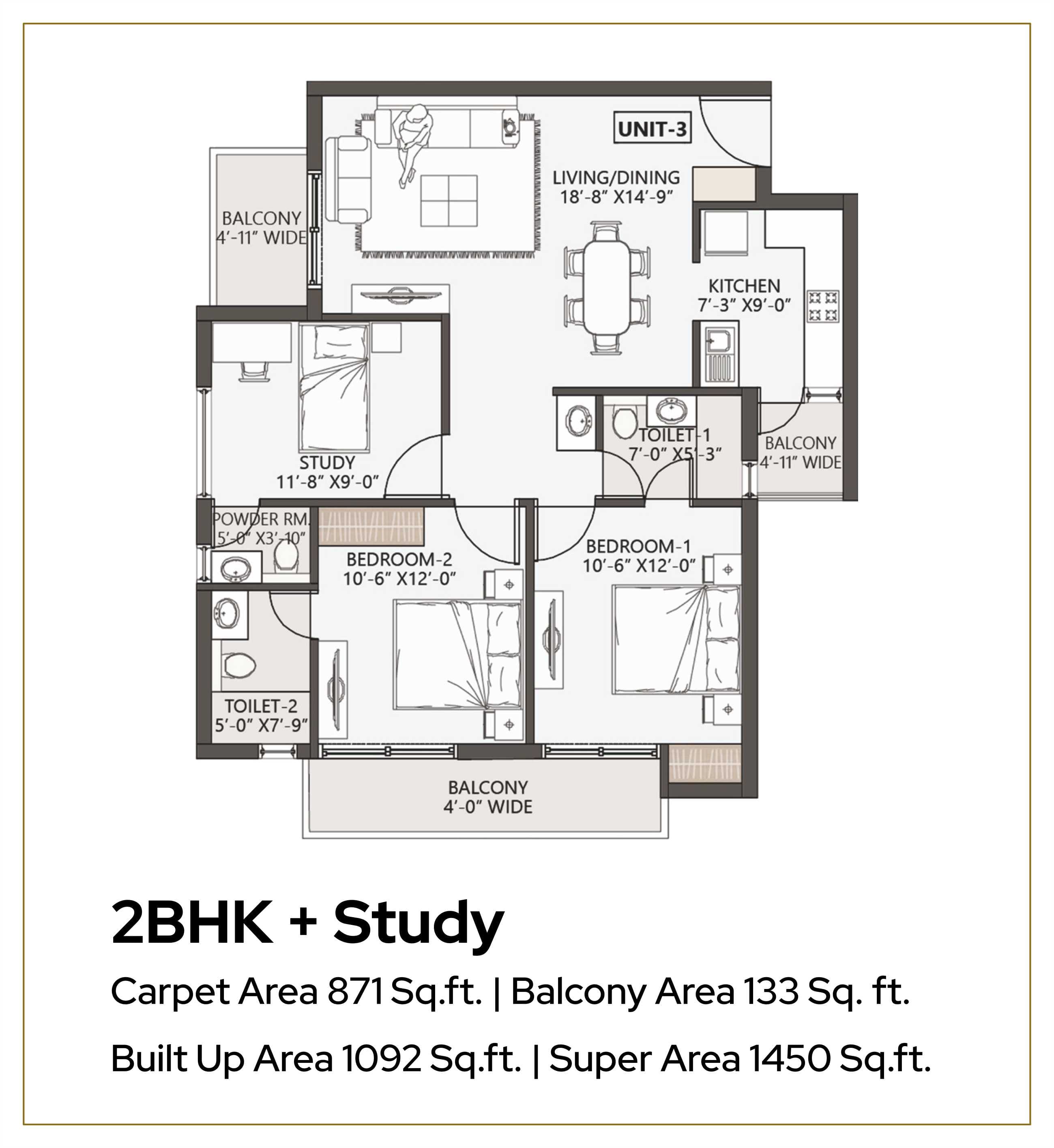 2 BHK Unit Plan DPS Palladio